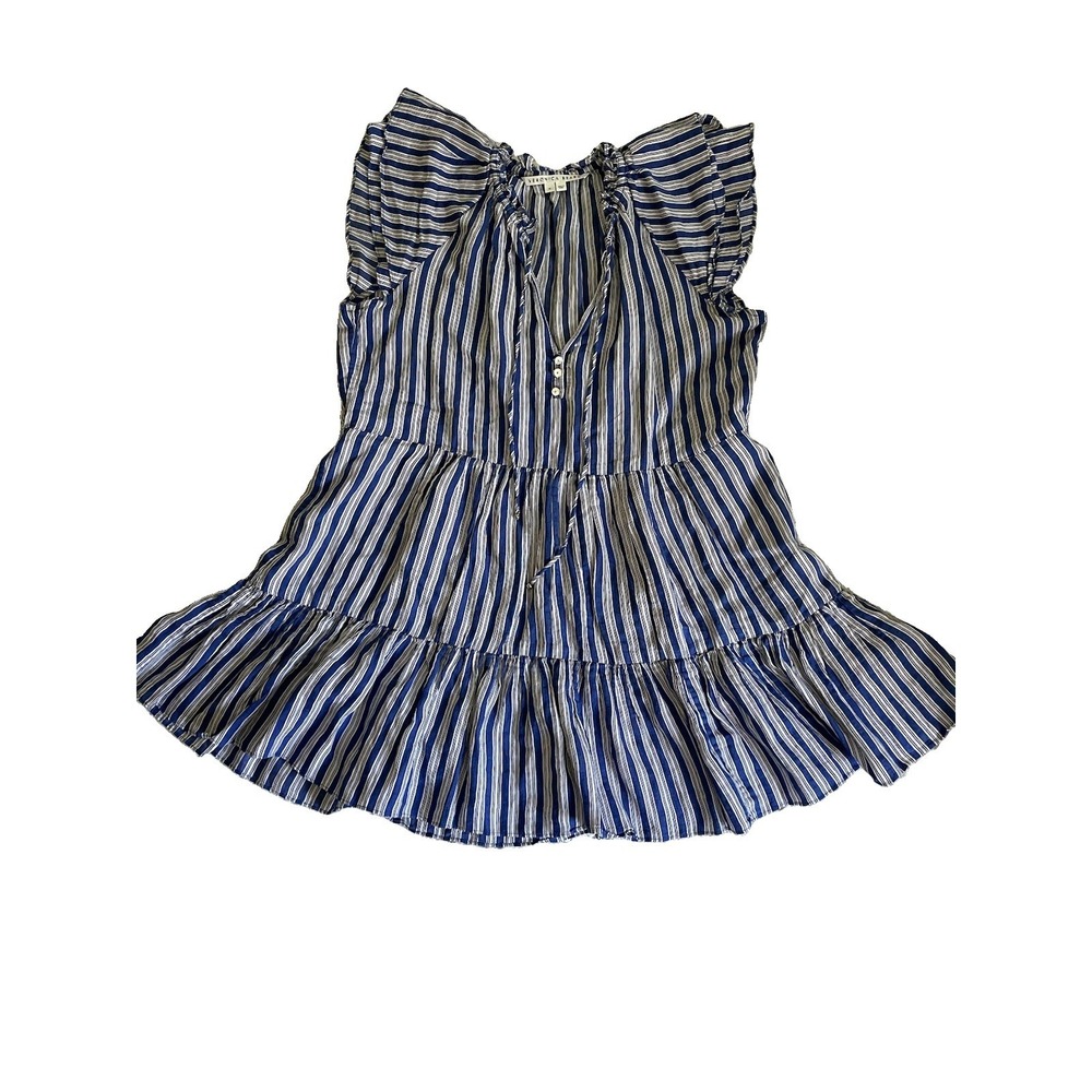 Veronica Beard Zee Flutter Dress Cotton Pinstriped sz 16 Style 2205SR37D079